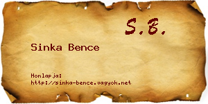 Sinka Bence névjegykártya